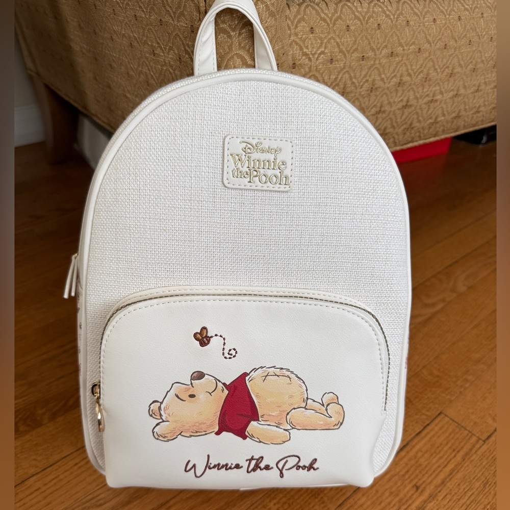 Disney Winnie the Pooh Cream White Canvas Backpack NWT